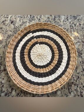 decorative boho-style woven seagrass wall basket